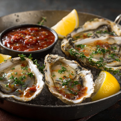 Fresh oysters on a platter